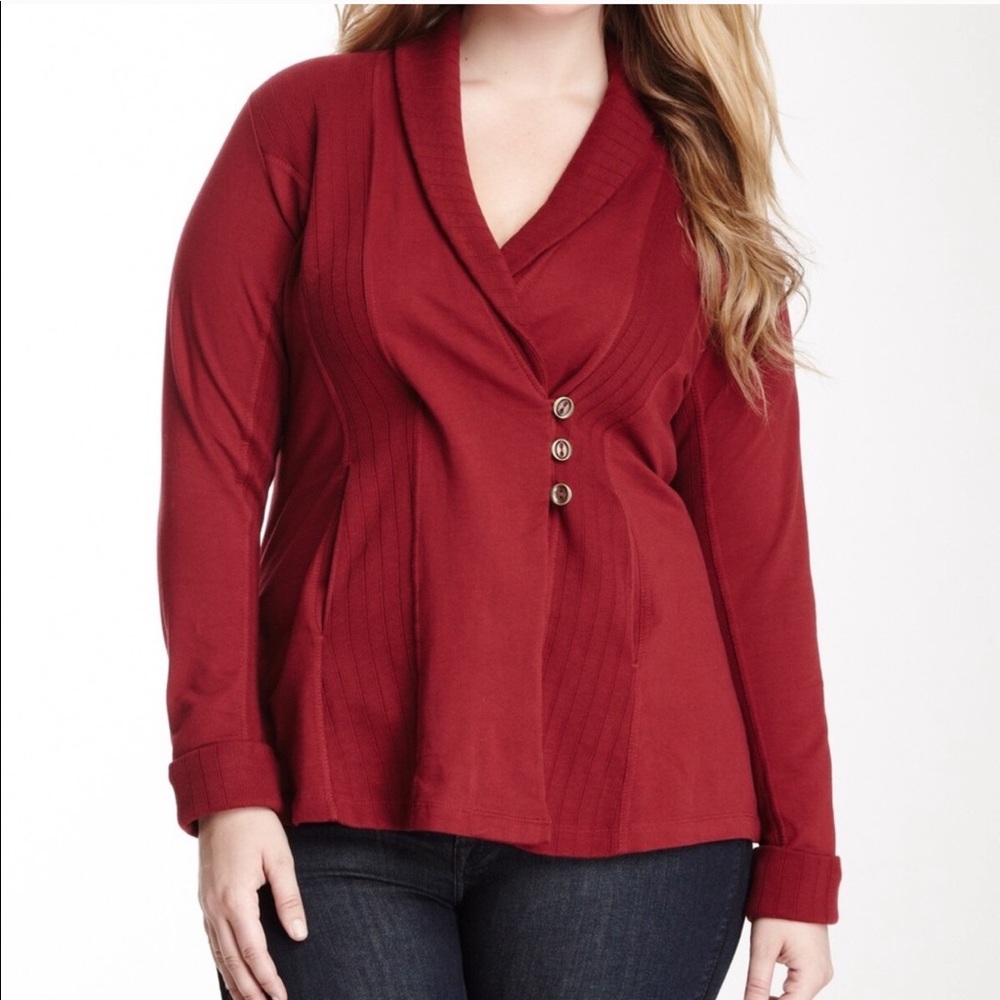 LUCKY BRAND Red Wrap Sweater Jacket 2X